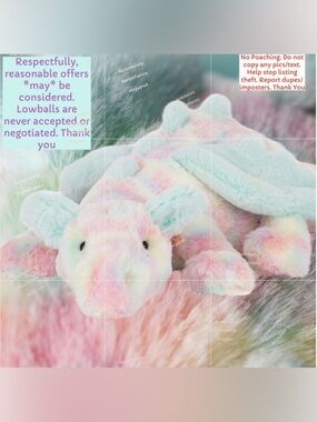 BNWT JellyCat HUGE Lazulia  Dragon MUCH BRIGHTER IRL RETIRED SIZE! AUTH RECEIPT